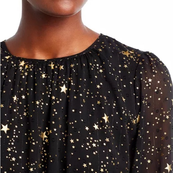 AQUA metallic golden stars and black 2 piece set - blouse S and smock skirt M. - Picture 6 of 15
